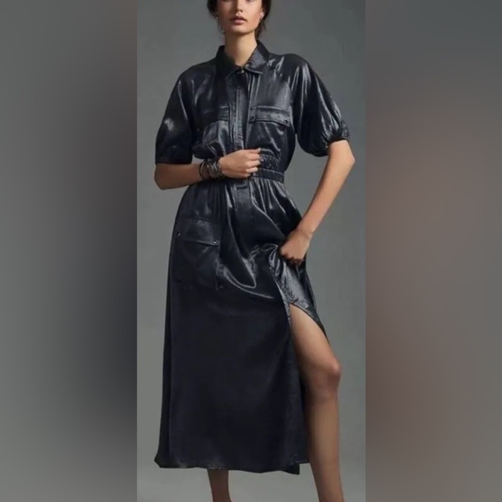 Samant Chauhan for Anthropologie Charcoal Gray Utility Shirt Dress – Size Large